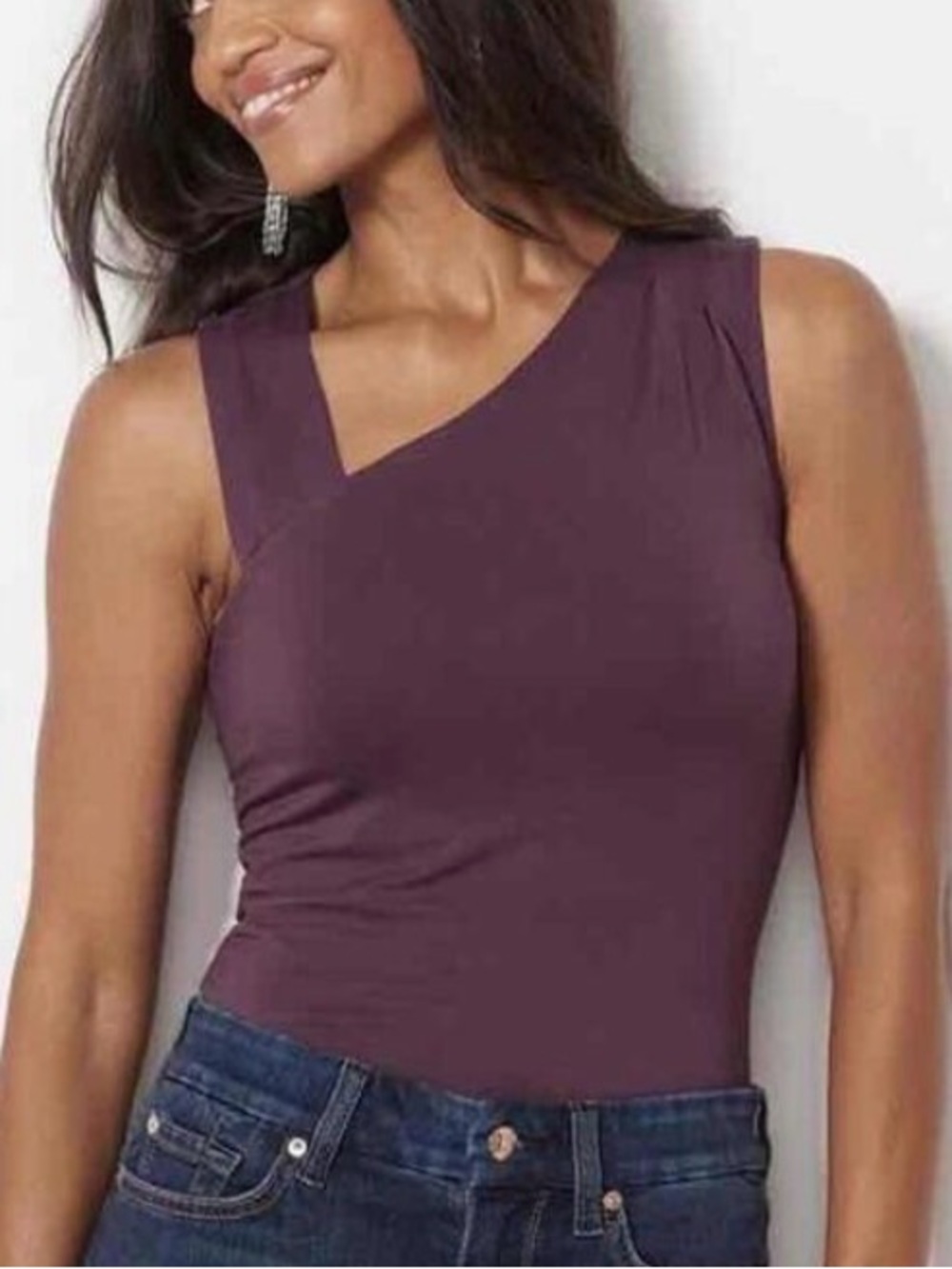 Evereve Plum Asymmetric Neck Sleeveless Tank